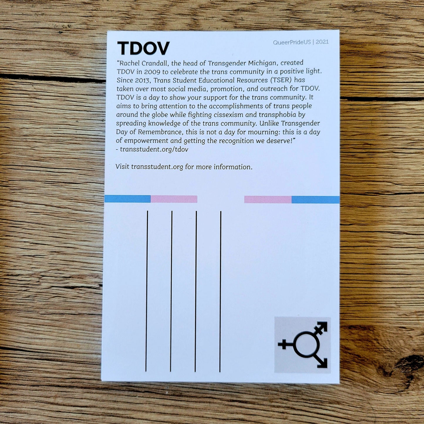 Transgender Day of Visibility postcard