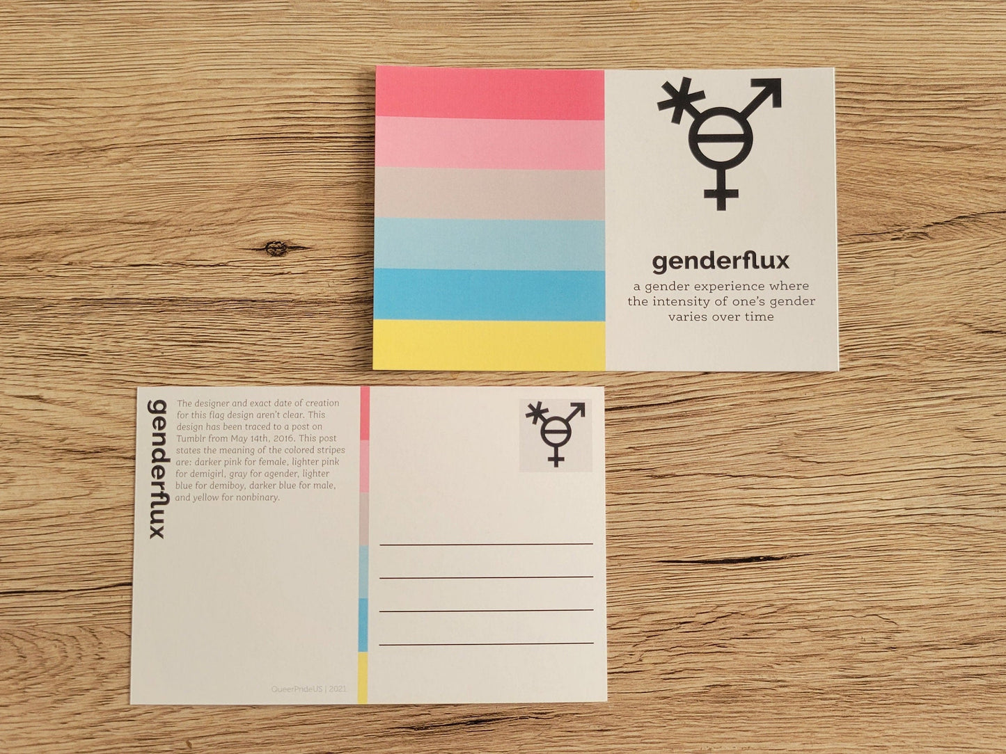 Genderflux pride postcard