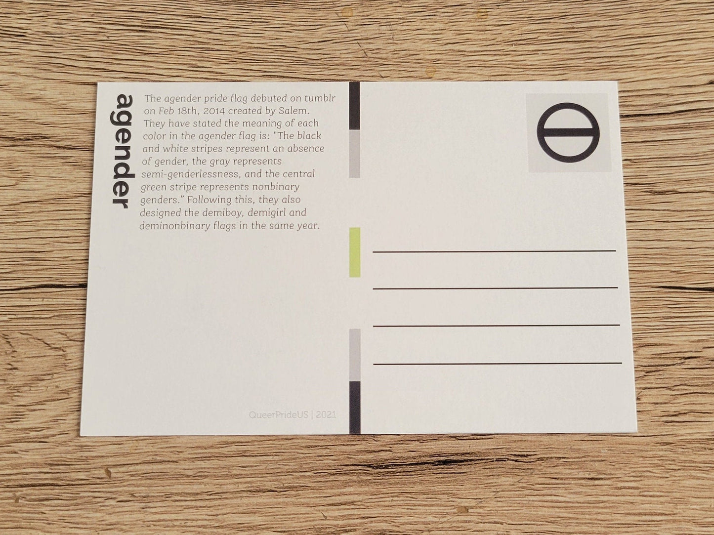 Agender pride postcard