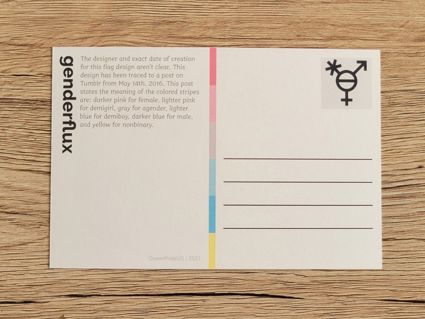 Genderflux pride postcard