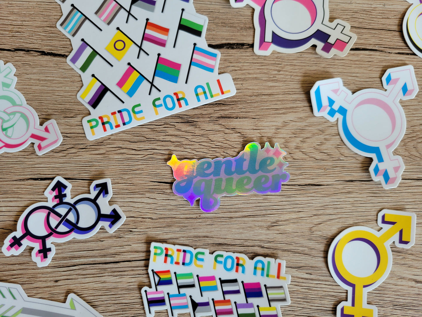 Gentle Queer holographic sticker