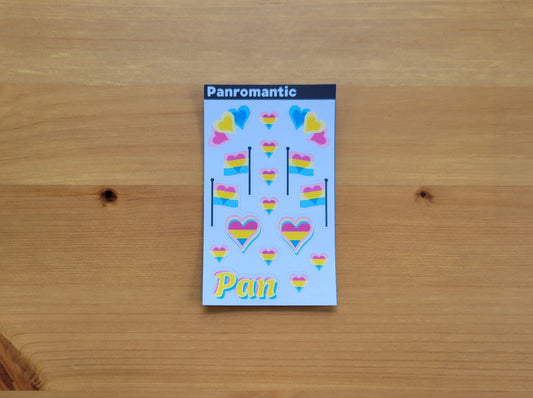 Panromantic pride mini sticker sheet