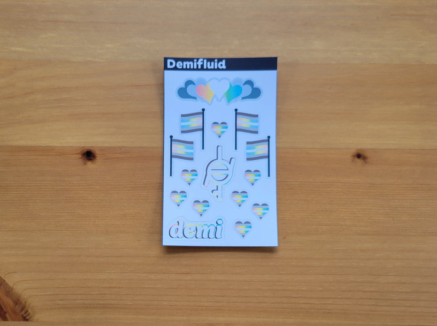 Demifluid pride mini sticker sheet