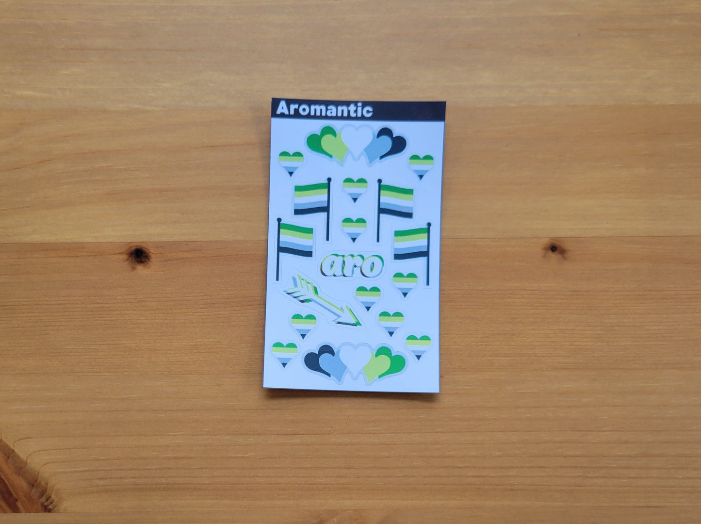 Aromantic pride mini sticker sheet