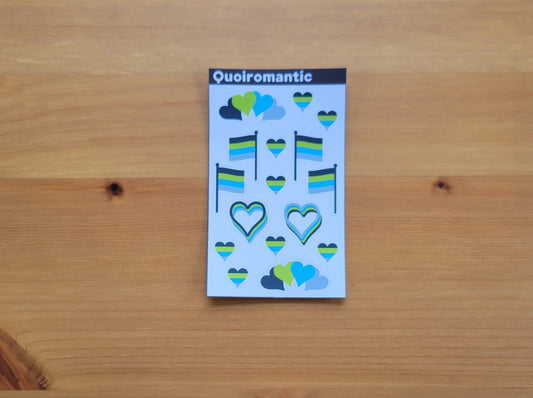 Quoiromantic pride mini sticker sheet