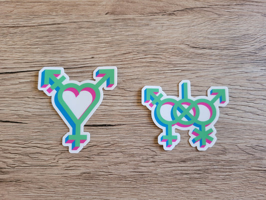 Polysexual pride symbol stickers