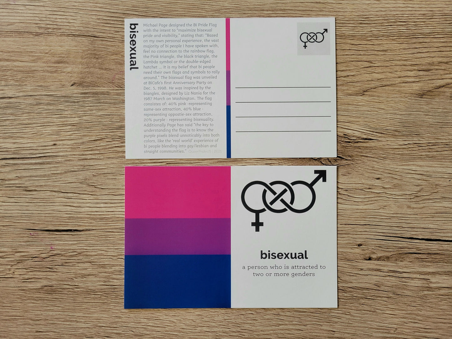 Bisexual pride postcard