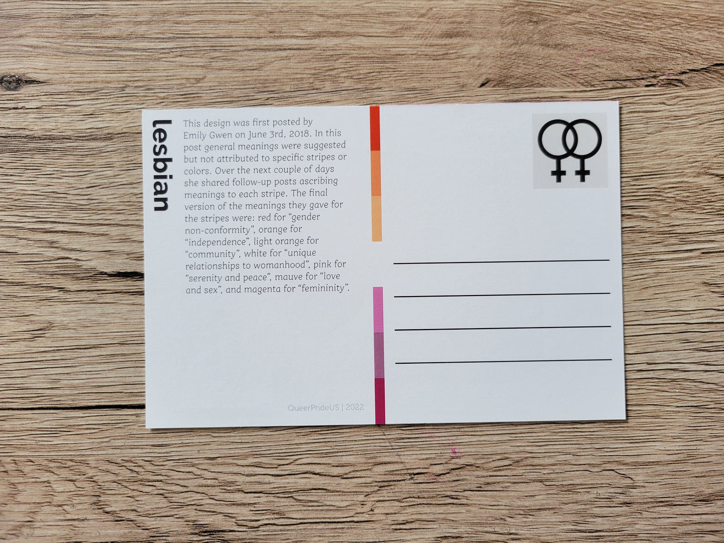 Lesbian pride postcard