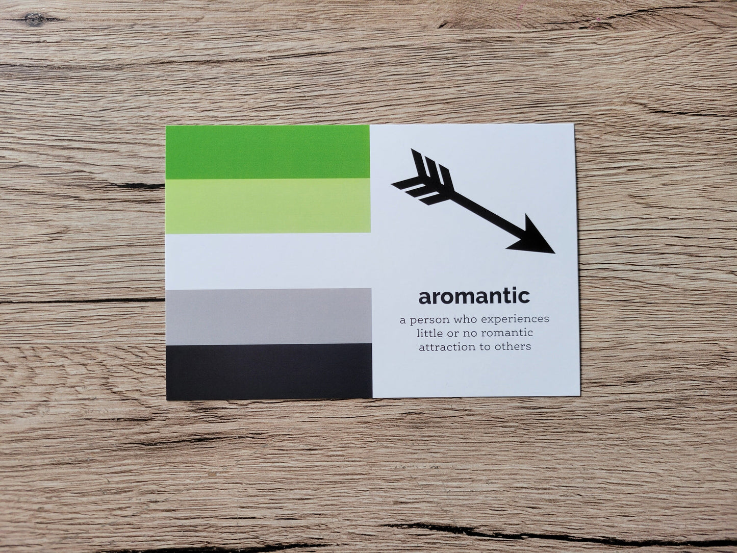 Aromantic pride postcard